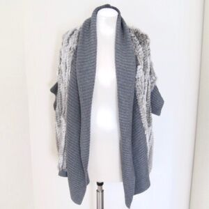 Haute Hippie Rabbit Fur Open Front Knit Cardigan